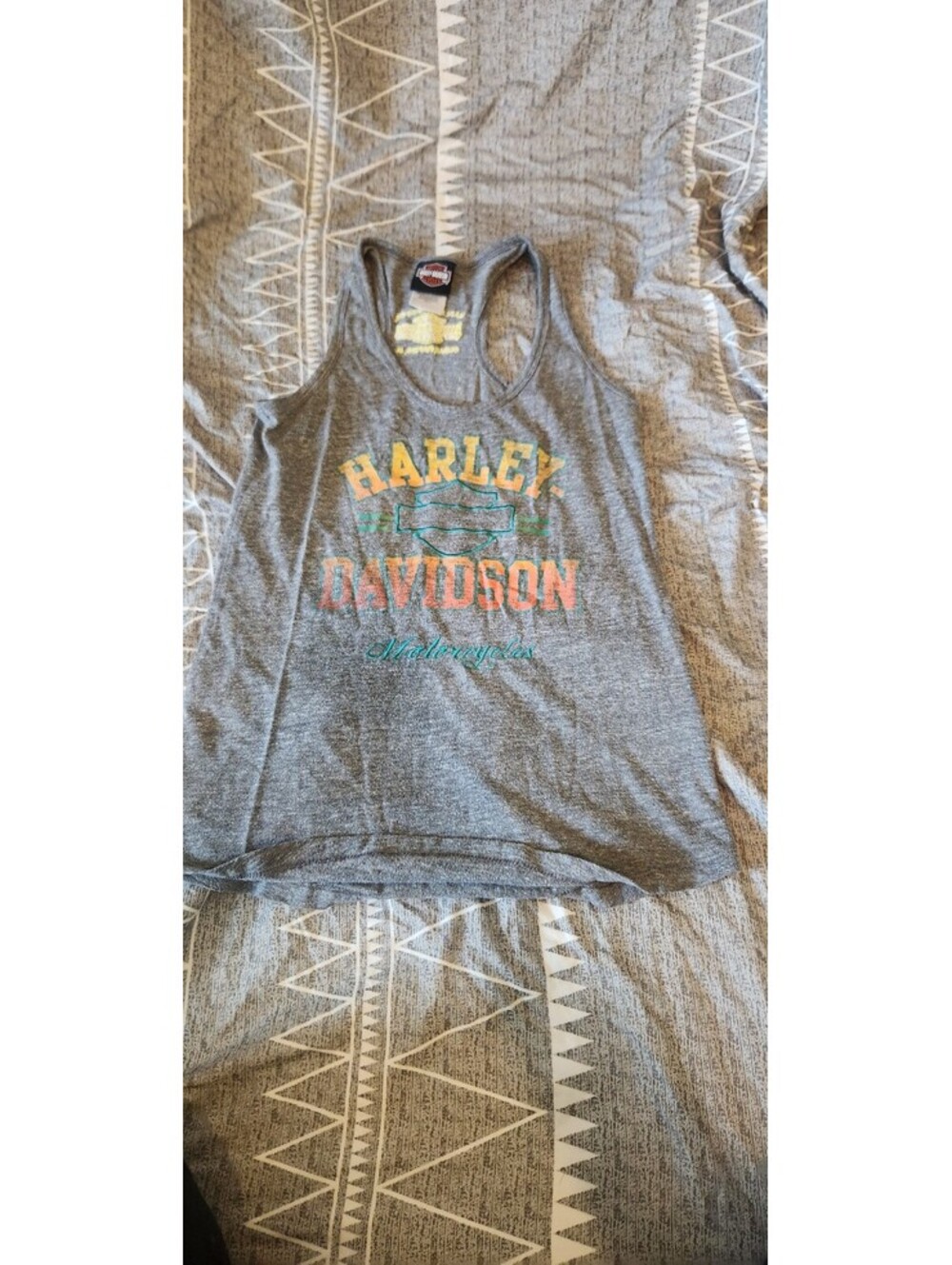 Harley-Davidson Women's Gray Racerback Tank Top with Multicolor Logo
